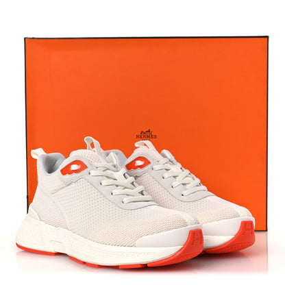 Hermes Technical Knit Suede Heros Sneakers 38 White 12 of 12