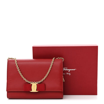 Salvatore Ferragamo Hammered Calfskin Mini Miss Vara Bow Chain Bag Rosso 11 of 11