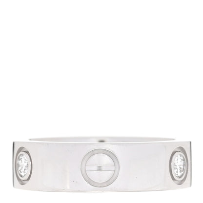 Cartier 18K White Gold 3 Diamond 5.5mm LOVE Ring 51 5.75 3 of 5
