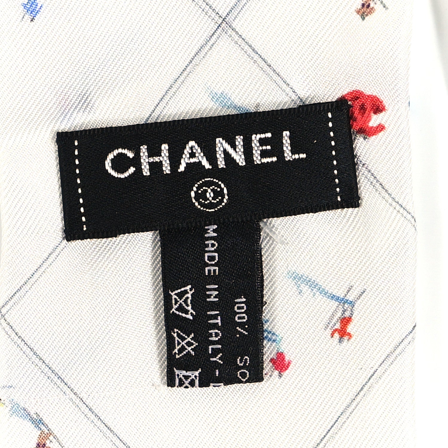 Chanel Silk CC Slim Bandeau Scarf White Pink Multicolor 3 of 3