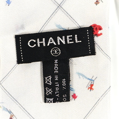 Chanel Silk CC Slim Bandeau Scarf White Pink Multicolor 3 of 3