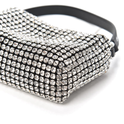 Alexander Wang Mesh Crystal Rhinestone Mini Heiress Pouch Black Silver 9 of 9