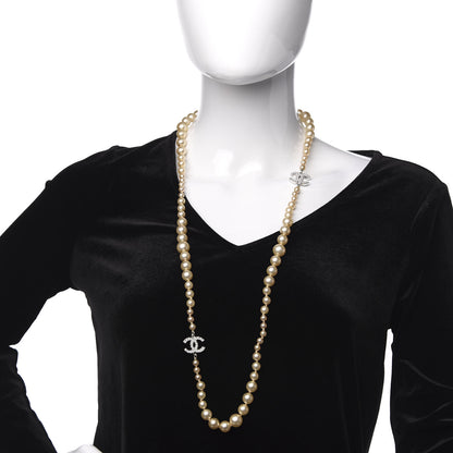 Chanel Graduated Pearl CC Long Necklace Silver 2 of 5