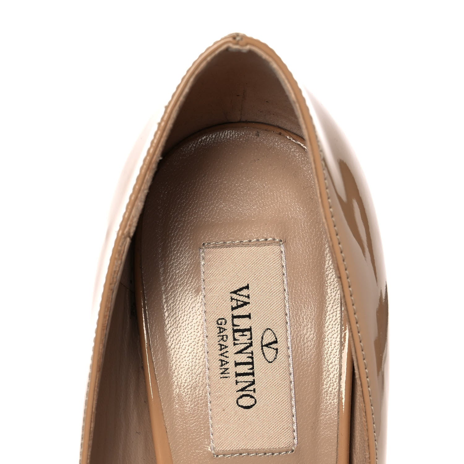 Valentino Garavani Patent Couture Bow Peep Toe Low Heel Pumps 38 Beige 7 of 8