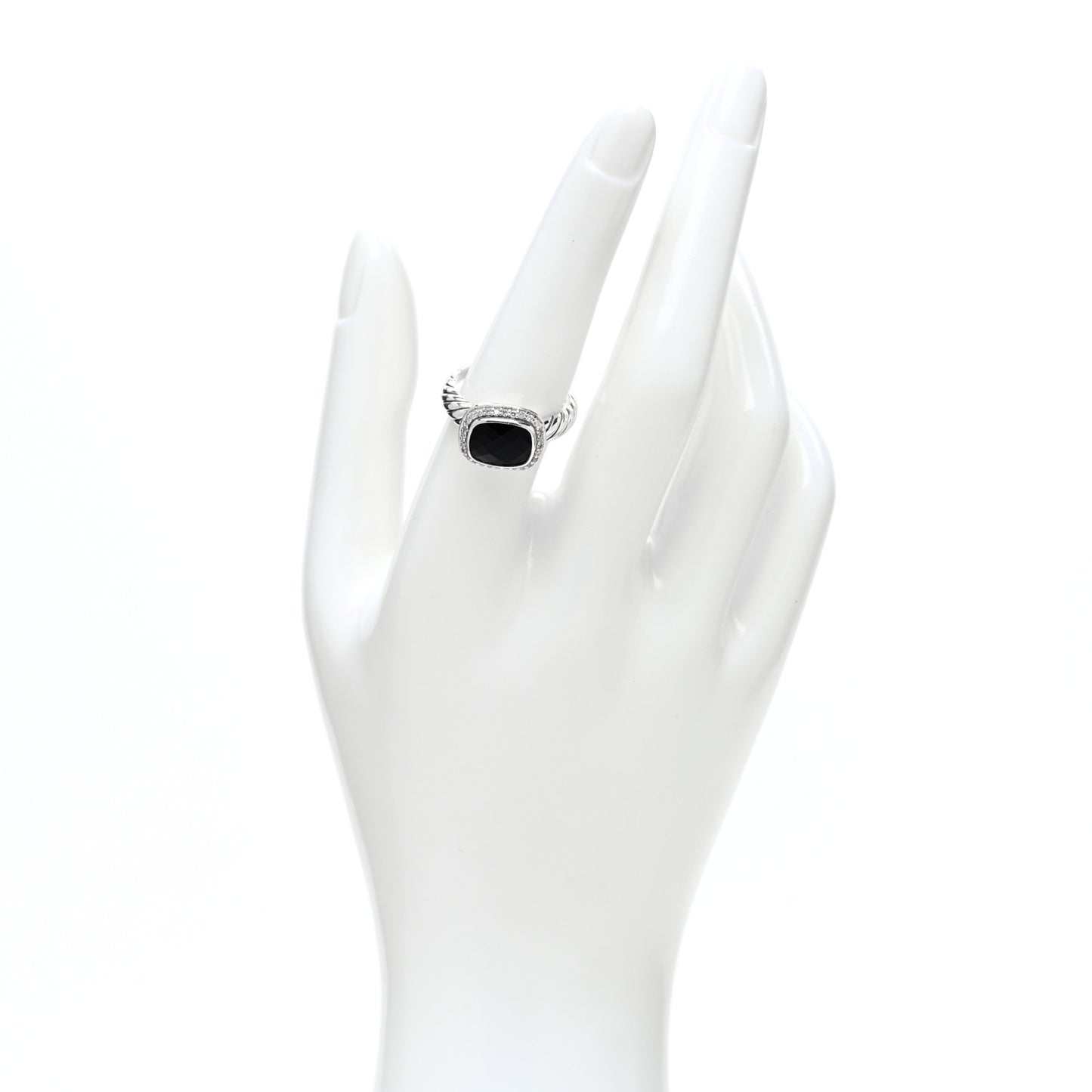 Sterling Silver Diamond Black Onyx 10mm Noblesse Ring 55 7.25