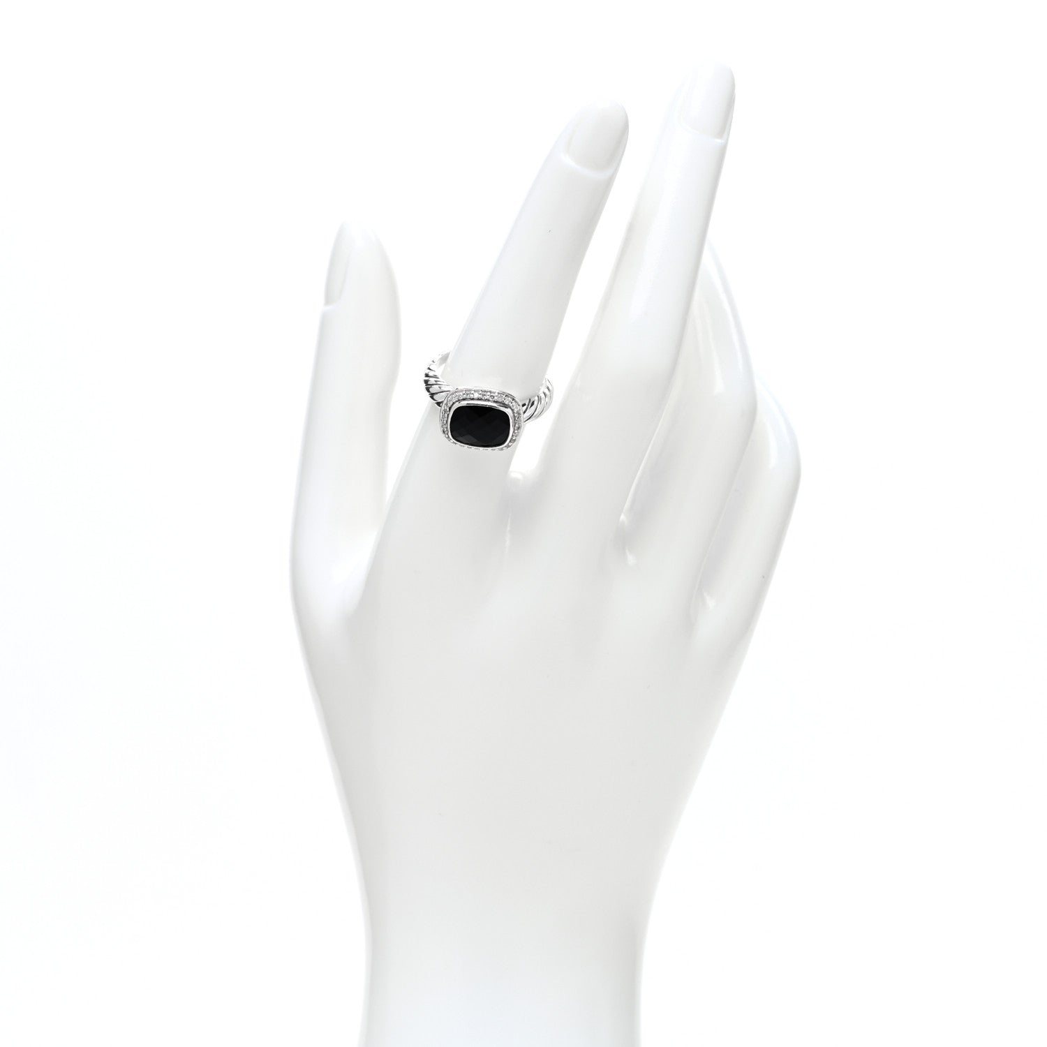 David Yurman Sterling Silver Diamond Black Onyx 10mm Noblesse Ring 55 7.25 2 of 4