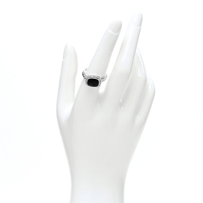 David Yurman Sterling Silver Diamond Black Onyx 10mm Noblesse Ring 55 7.25 2 of 4