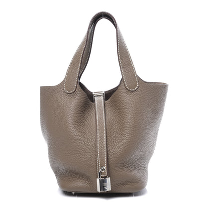 Hermes Taurillon Clemence Picotin Lock 18 PM Etoupe 1 of 9