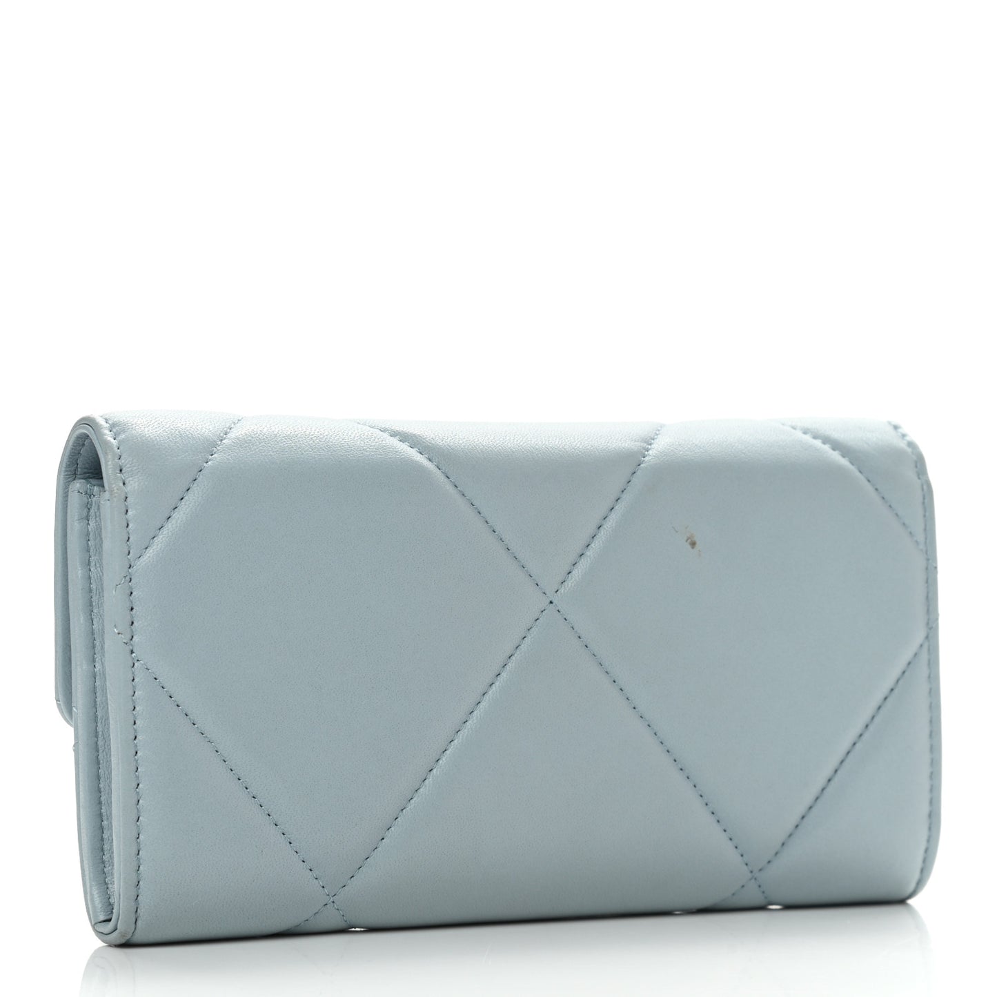 Lambskin Quilted Chanel 19 Flap Wallet Light Blue