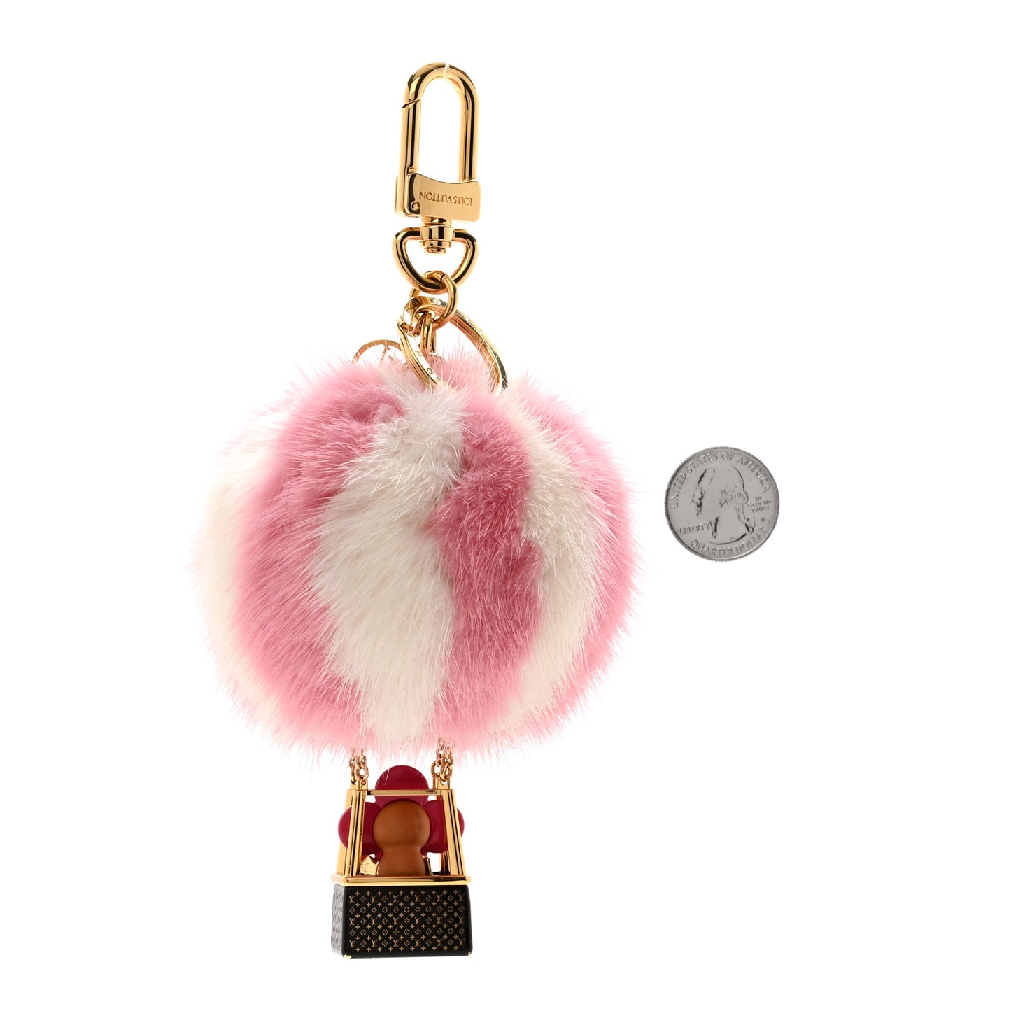 Mink Fur Vivienne Balloon Bag Charm Key Holder Pink
