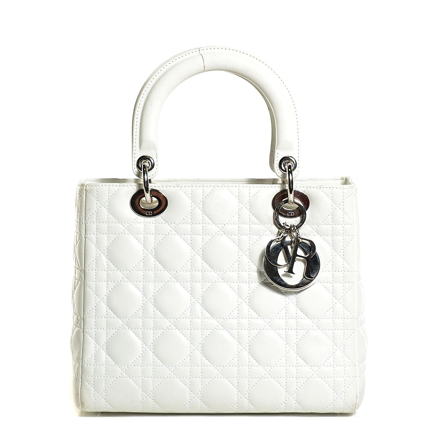 Lambskin Cannage Medium Lady Dior White