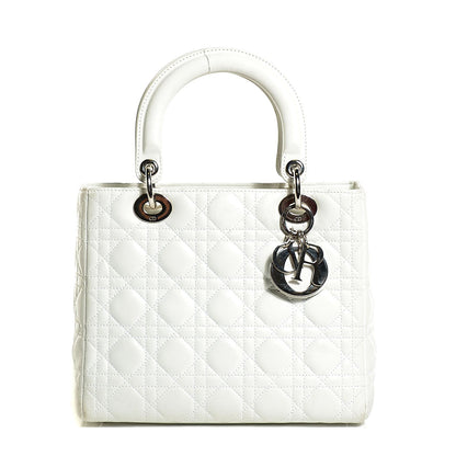 Christian Dior Lambskin Cannage Medium Lady Dior White 1 of 7
