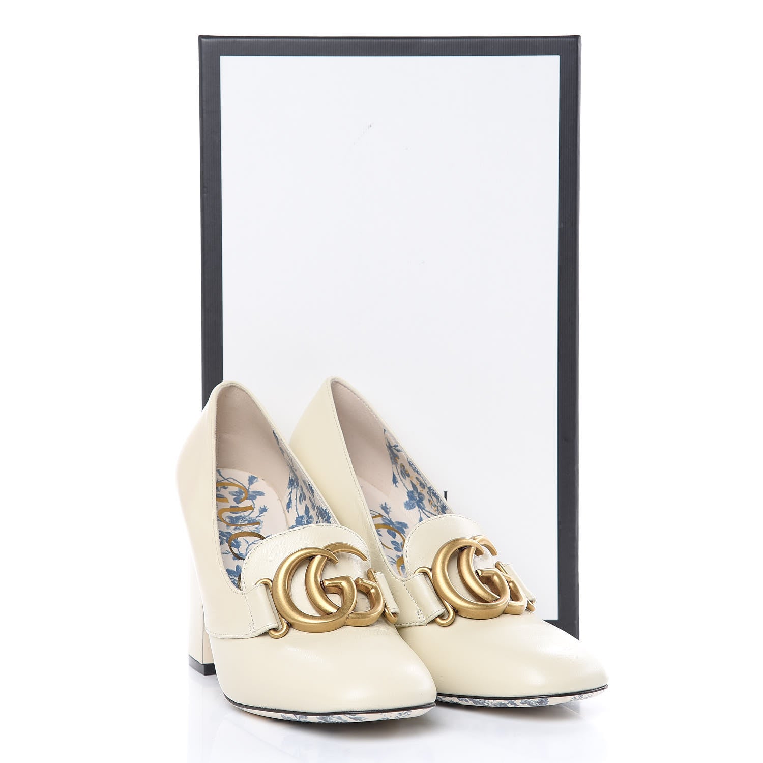Gucci Malaga Kid GG Victoire 95mm Loafer Pumps 35.5 Vintage White 8 of 8
