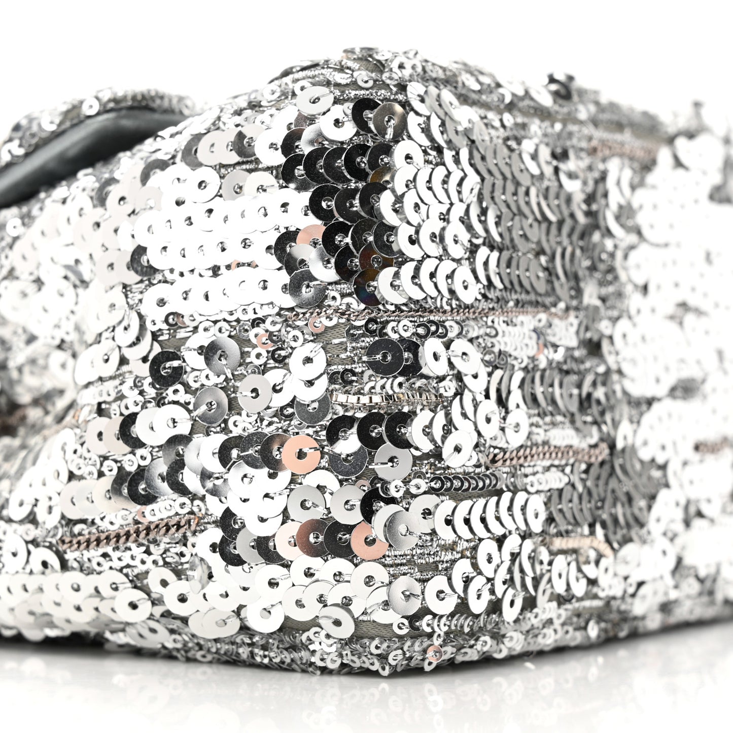 Sequin Mini Square Flap Silver