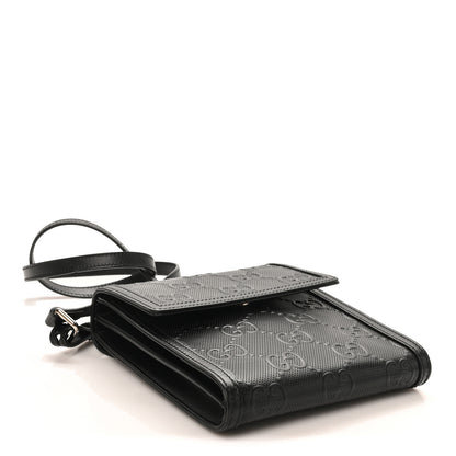 Gucci Calfskin GG Tennis Embossed Messenger Bag Black 4 of 11