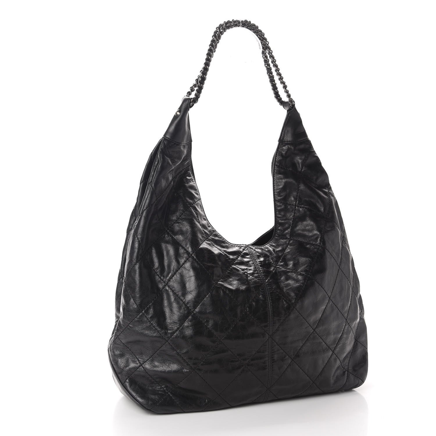 Chanel Aged Calfskin Quilted Coco Supple Hobo Black 3 of 10