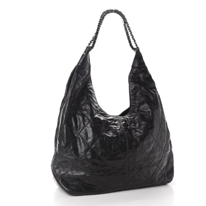 Chanel Aged Calfskin Quilted Coco Supple Hobo Black 3 of 10