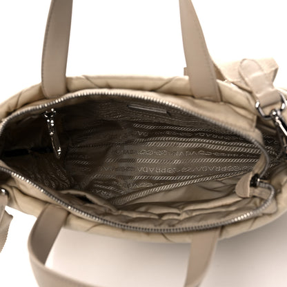 Prada Re-Nylon Nappa Triangle Quilted Padded Double Handled Zip Pocket Tote Deserto 5 of 14
