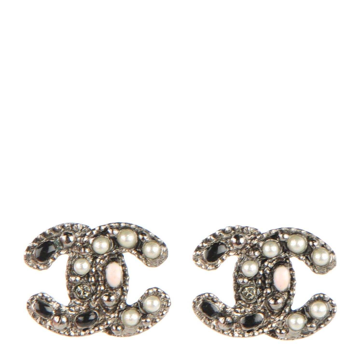 Chanel Pearl Enamel CC Logo Earrings 1 of 7