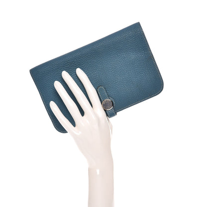 Hermes Togo Dogon Duo Wallet Blue Jean 2 of 7