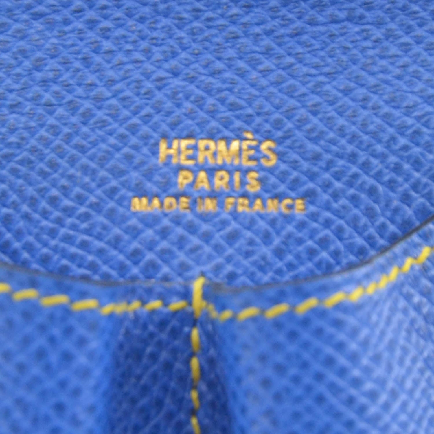 Hermes Courchevel Pen Case Bleu France and Jaune 5 of 5