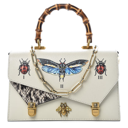 Gucci Calfskin Snakeskin Studded Small Ottilia Top Handle Bag White 1 of 14