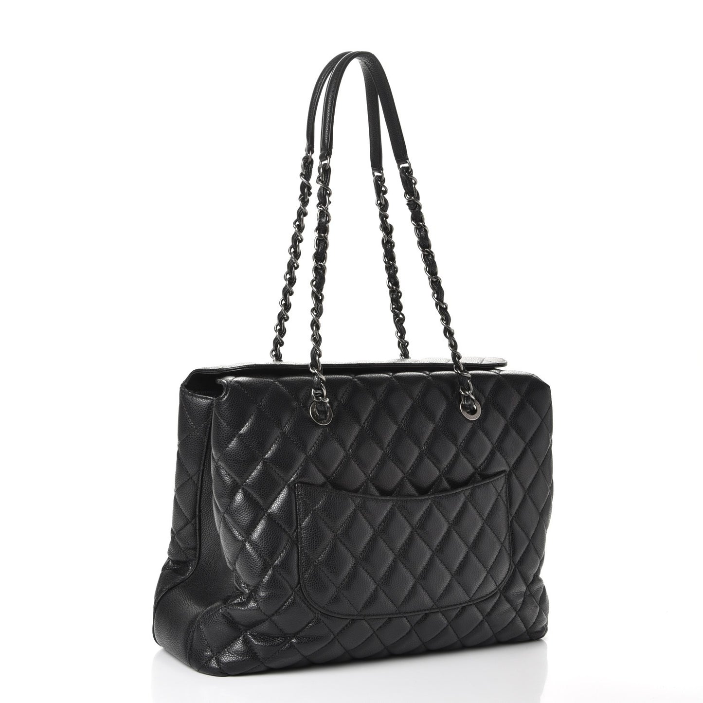 Caviar Quilted City Shopping Tote Black