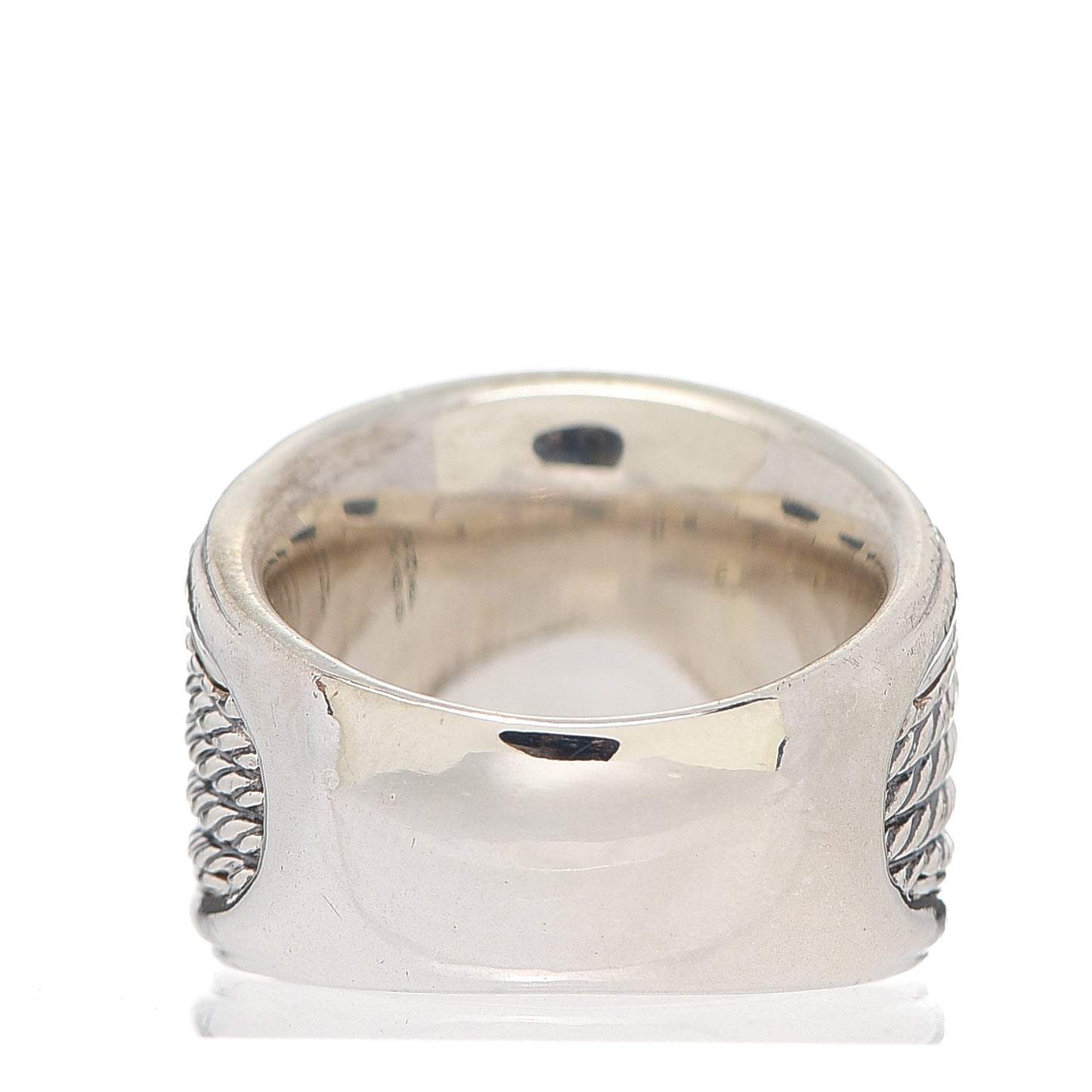 Sterling Silver Diamond 17mm Cable Cigar Band Ring 51 5.75