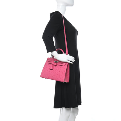 Hermes Ostrich Kelly Sellier 25 Rose Tyrien 2 of 11