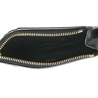 Saint Laurent Grained Calfskin Monogram 5 Fragments Zip Pouch Bill Clip Card Holder Black 5 of 7
