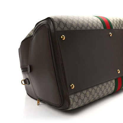 Gucci GG Supreme Monogram Textured Dollar Calfskin Web Large Savoy Bowling Bag Beige Ebony New Acero 6 of 9