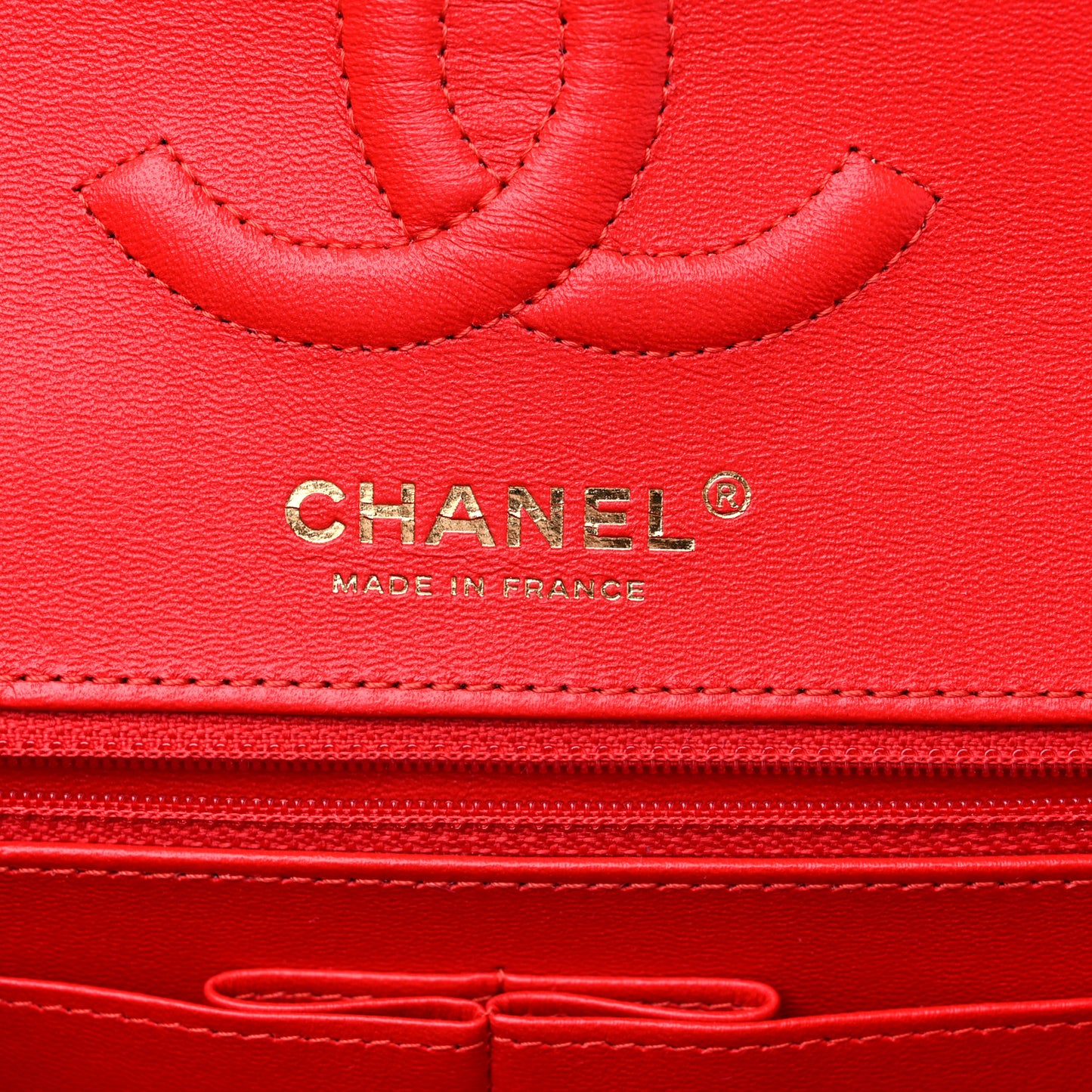 Lambskin Geometric Colorblock Medium Double Flap Red White