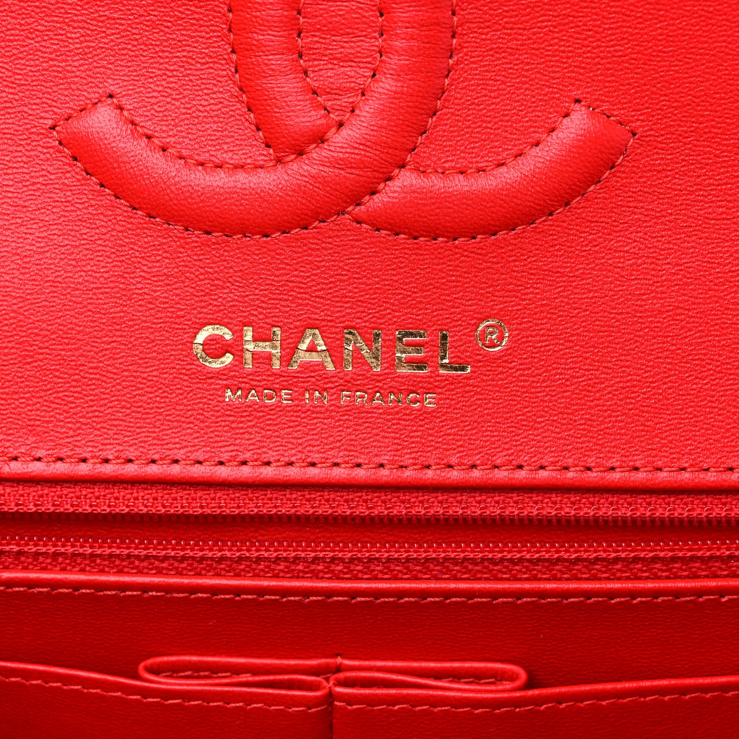 Chanel Lambskin Geometric Colorblock Medium Double Flap Red White 6 of 10