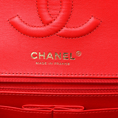 Chanel Lambskin Geometric Colorblock Medium Double Flap Red White 6 of 10