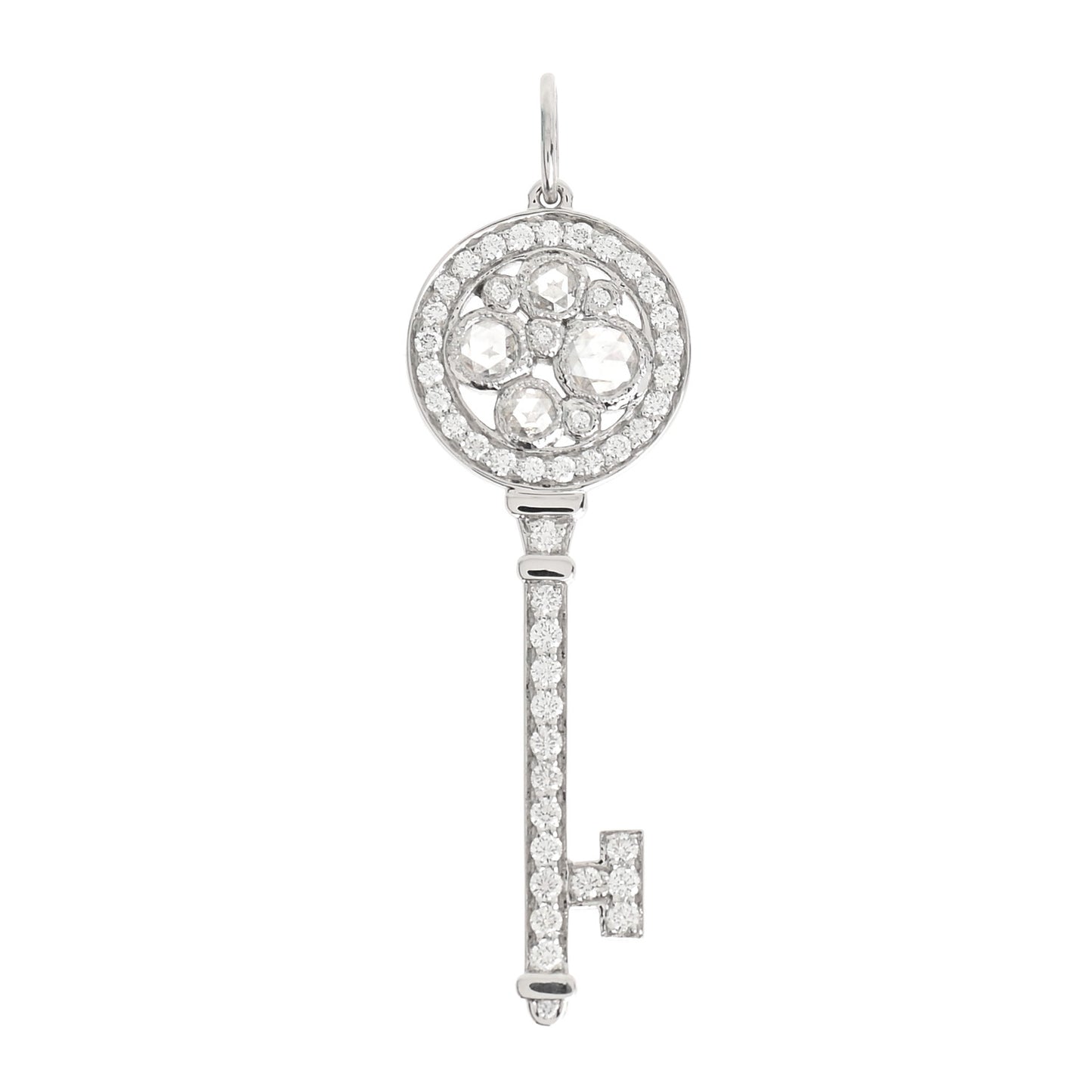 Platinum Diamond Cobblestone Key Pendant