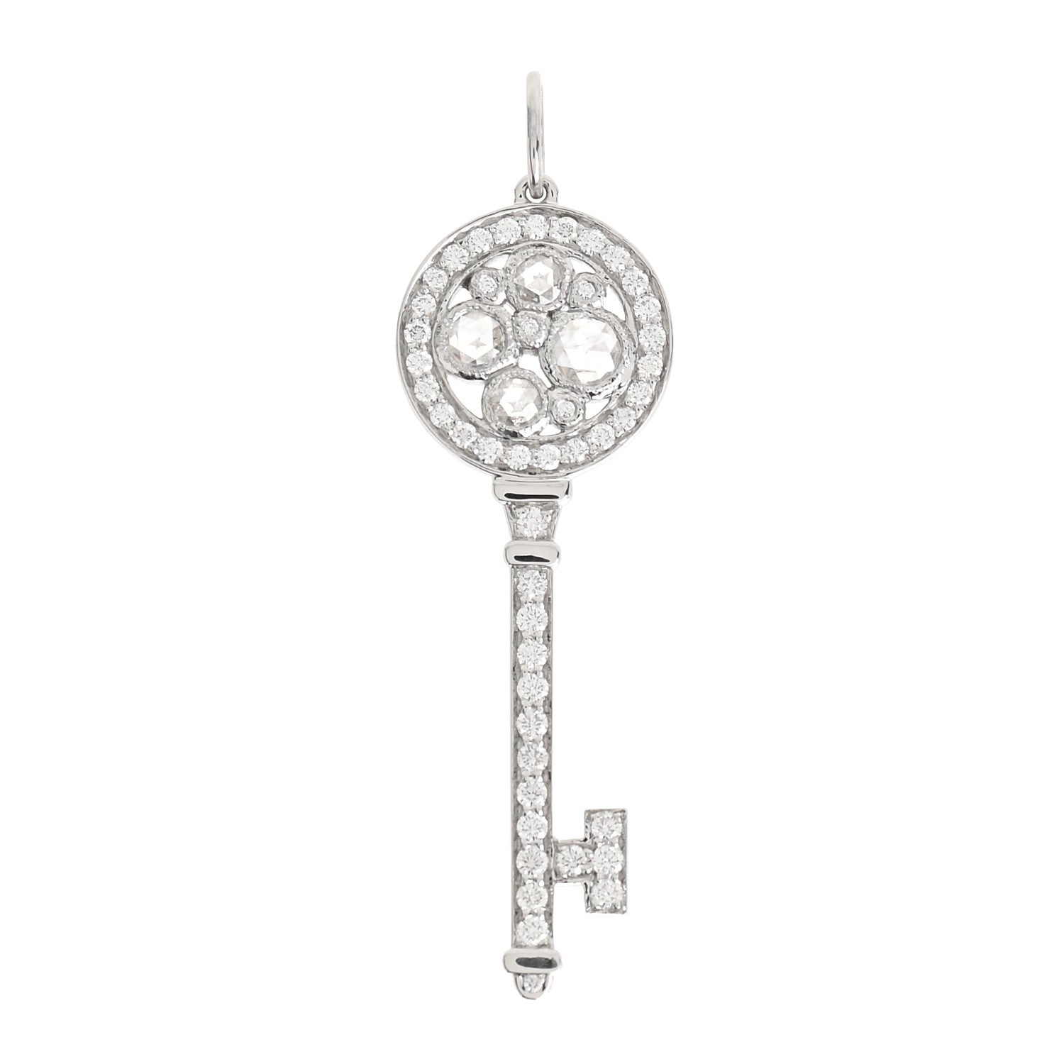 Tiffany Platinum Diamond Cobblestone Key Pendant 1 of 5