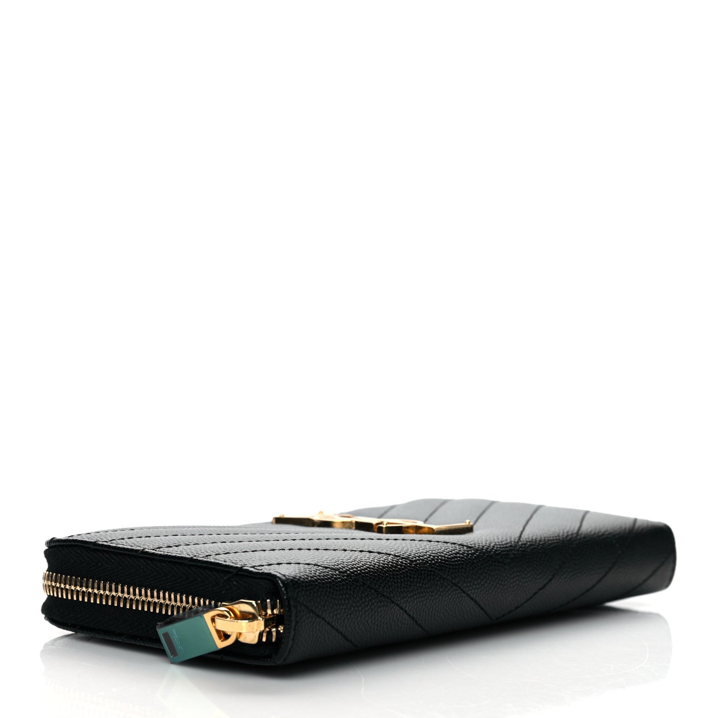 Grain De Poudre Matelasse Chevron Monogram Zip Around Wallet Black