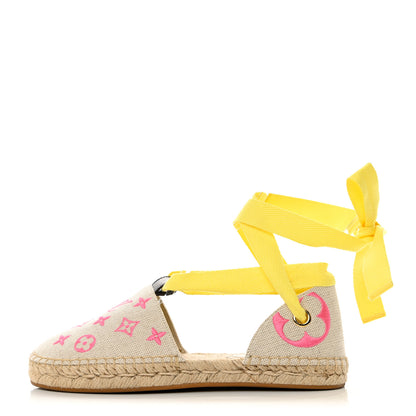 Louis Vuitton Canvas Monogram Starboard Wedge Espadrilles 37.5 Rose Pop 2 of 16