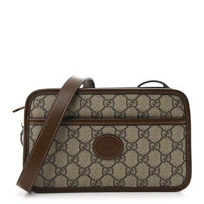 Gucci GG Supreme Monogram Azalea Calfskin Mini Retro Interlocking G Shoulder Bag Beige Ebony Brown Sugar 1 of 11