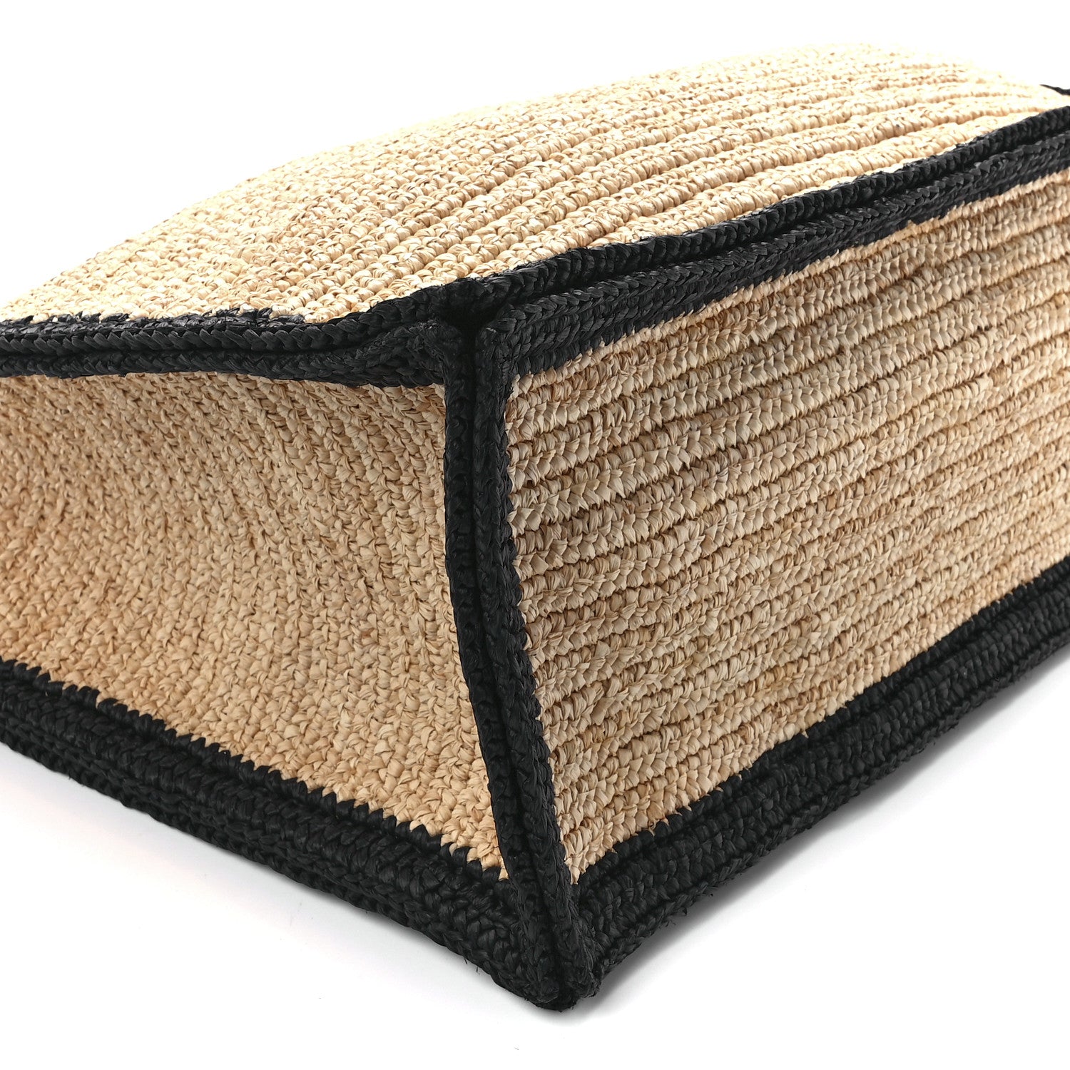 Saint Laurent Raffia Calfskin Rive Gauche Tote Naturale Black 10 of 11