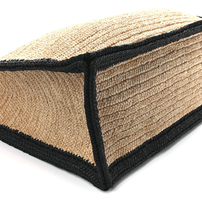 Saint Laurent Raffia Calfskin Rive Gauche Tote Naturale Black 10 of 11