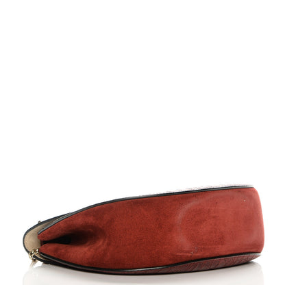 Chloe Calfskin Crocodile Embossed Drew Shoulder Bag Sienna Red 4 of 8