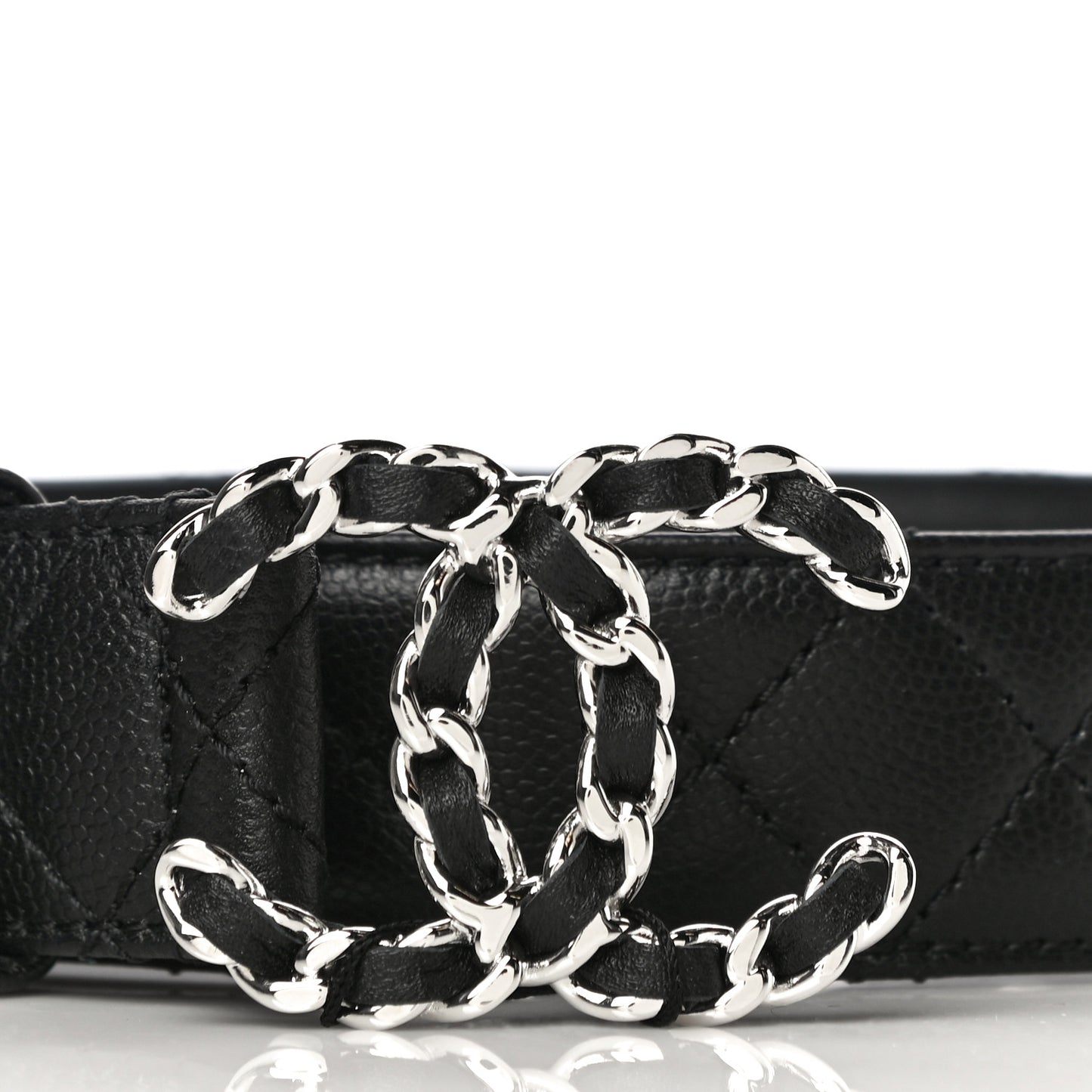 Caviar Quilted CC Chain Belt 85 34 Black