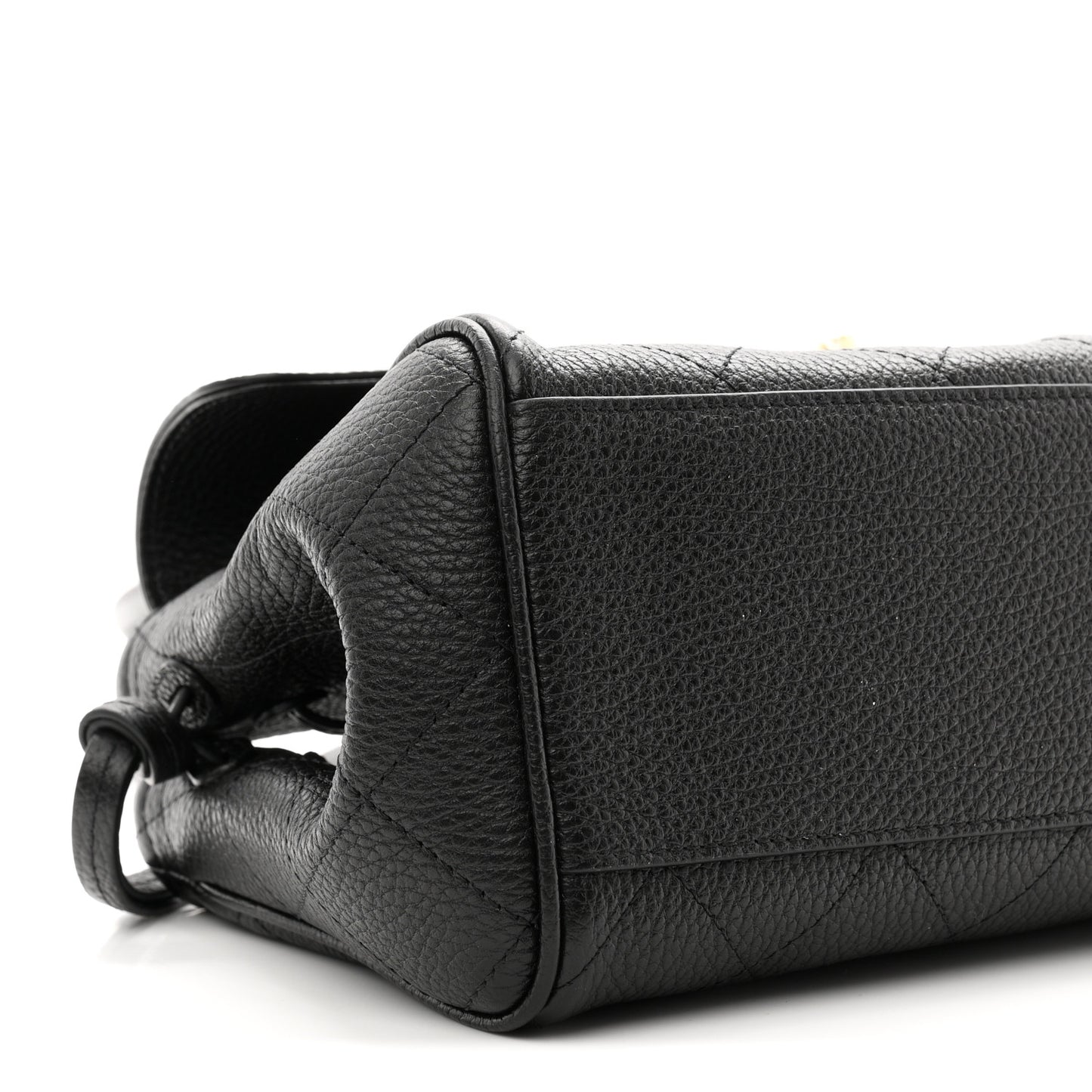 Grained Calfskin Stitched Urban Essentials Small Shopping Bag Black