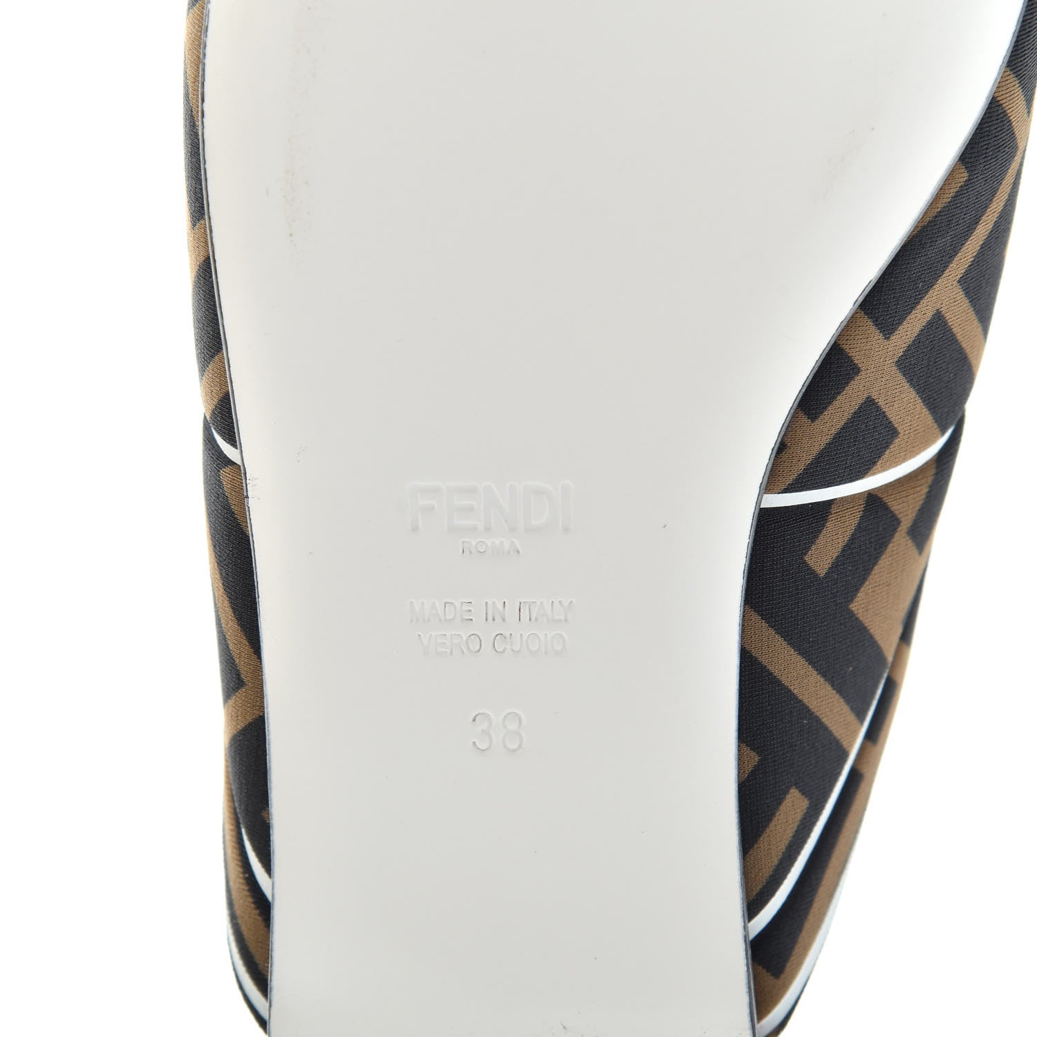 Fendi Lycra Film FF FFreedom Flat Mules 38 Tobacco Moro White 9 of 10