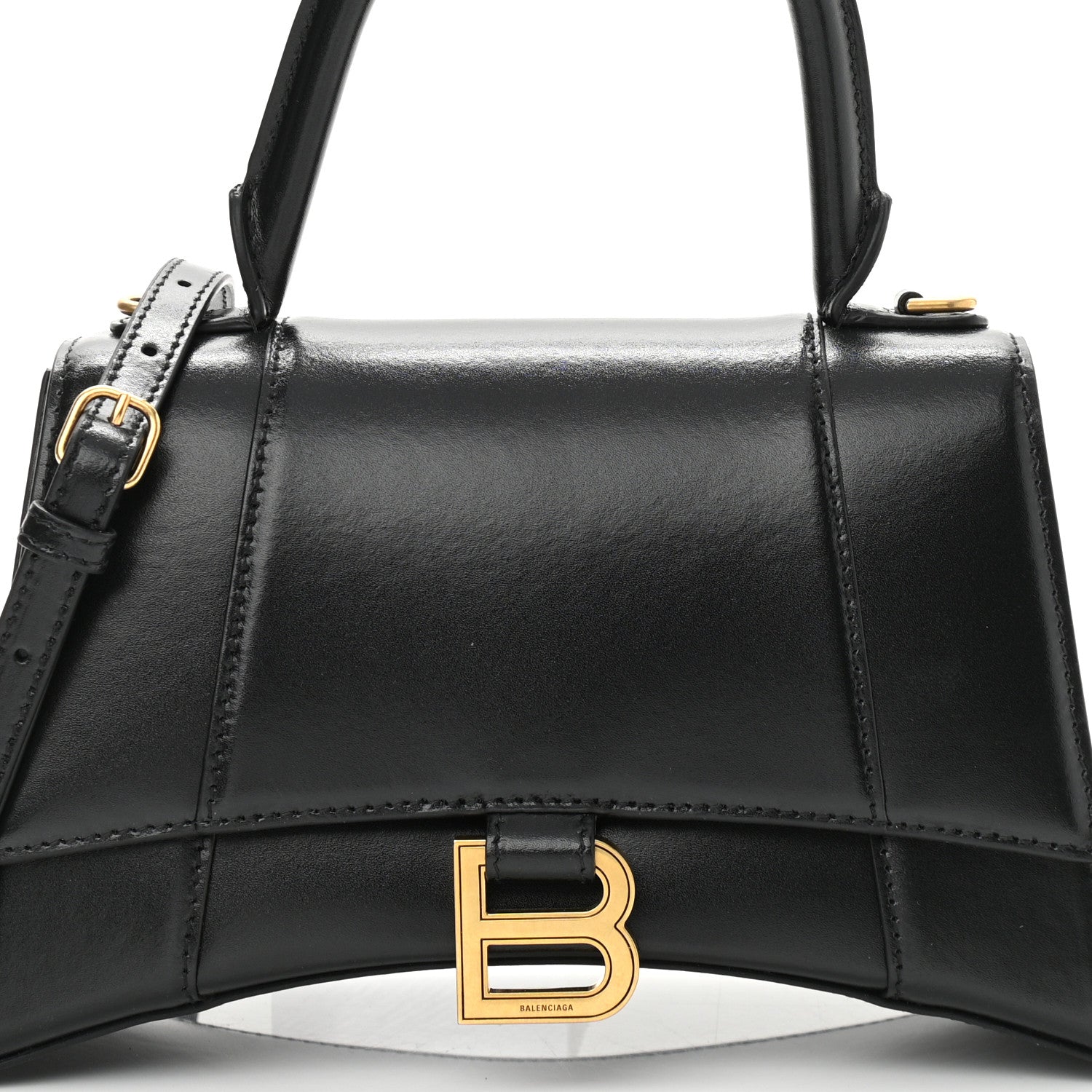 Balenciaga Shiny Box Calfskin Small Hourglass Top Handle Bag Black 8 of 11