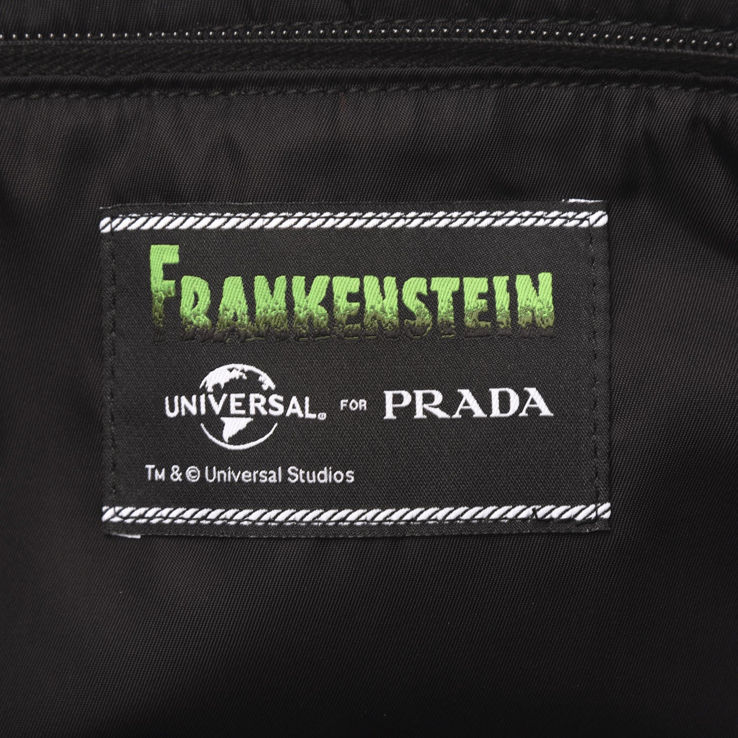 Prada X UNIVERSAL STUDIOS Tessuto Nylon Montagna Frankenstein Print Multi Zip Belt Bag Black Menta 7 of 10