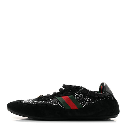 Gucci GG Suede Monogram Crystal Web Womens Sneakers 36 Black 1 of 8