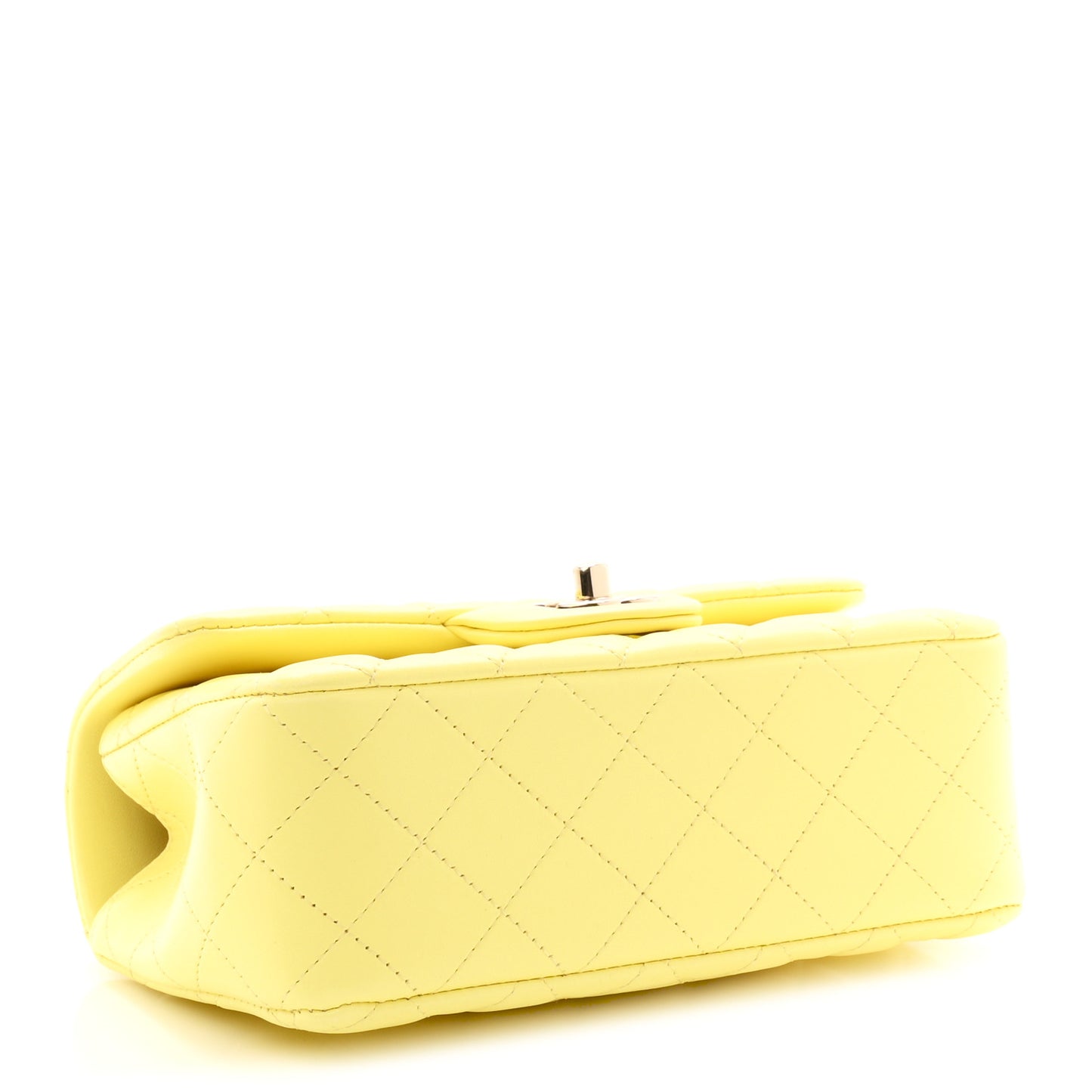 Lambskin Quilted Mini Chain Top Handle Rectangular Flap Light Yellow
