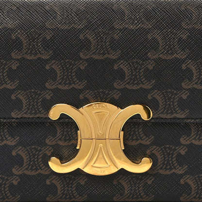 Celine Canvas Calfskin Triomphe Shoulder Bag Tan 7 of 9